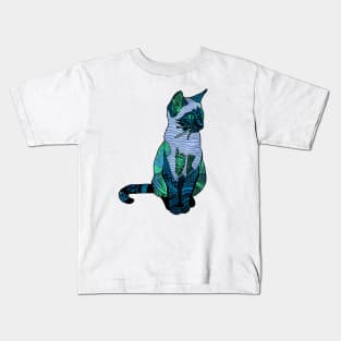 Watercolor Cat Zentangle Kids T-Shirt